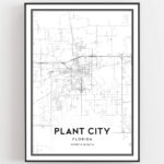 Plant City Map Print, Plant City Map Poster Wall Art, Fl City Map Pertaining To Map Of Florida Plant City