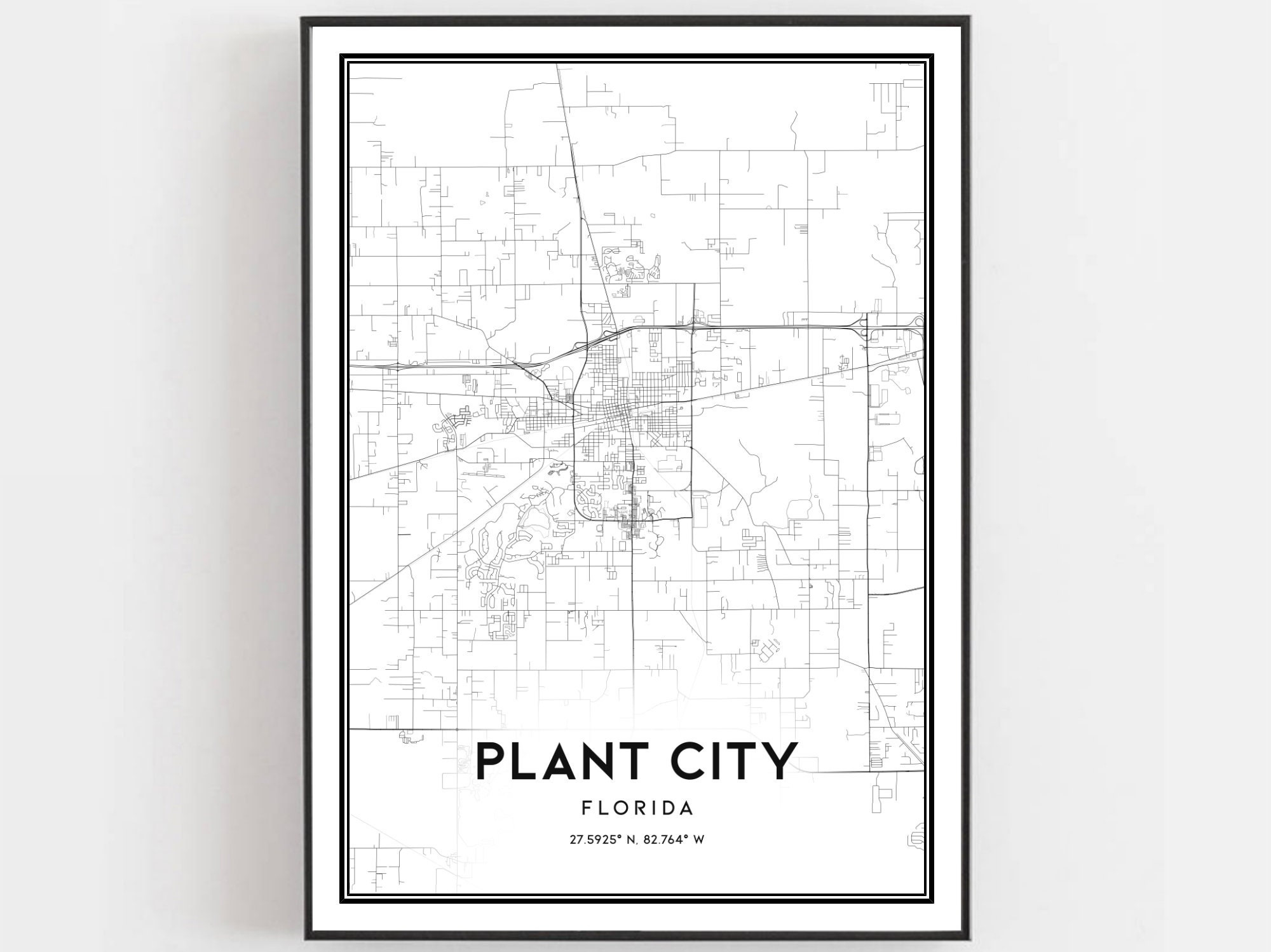 Plant City Map Print, Plant City Map Poster Wall Art, Fl City Map pertaining to Map Of Florida Plant City