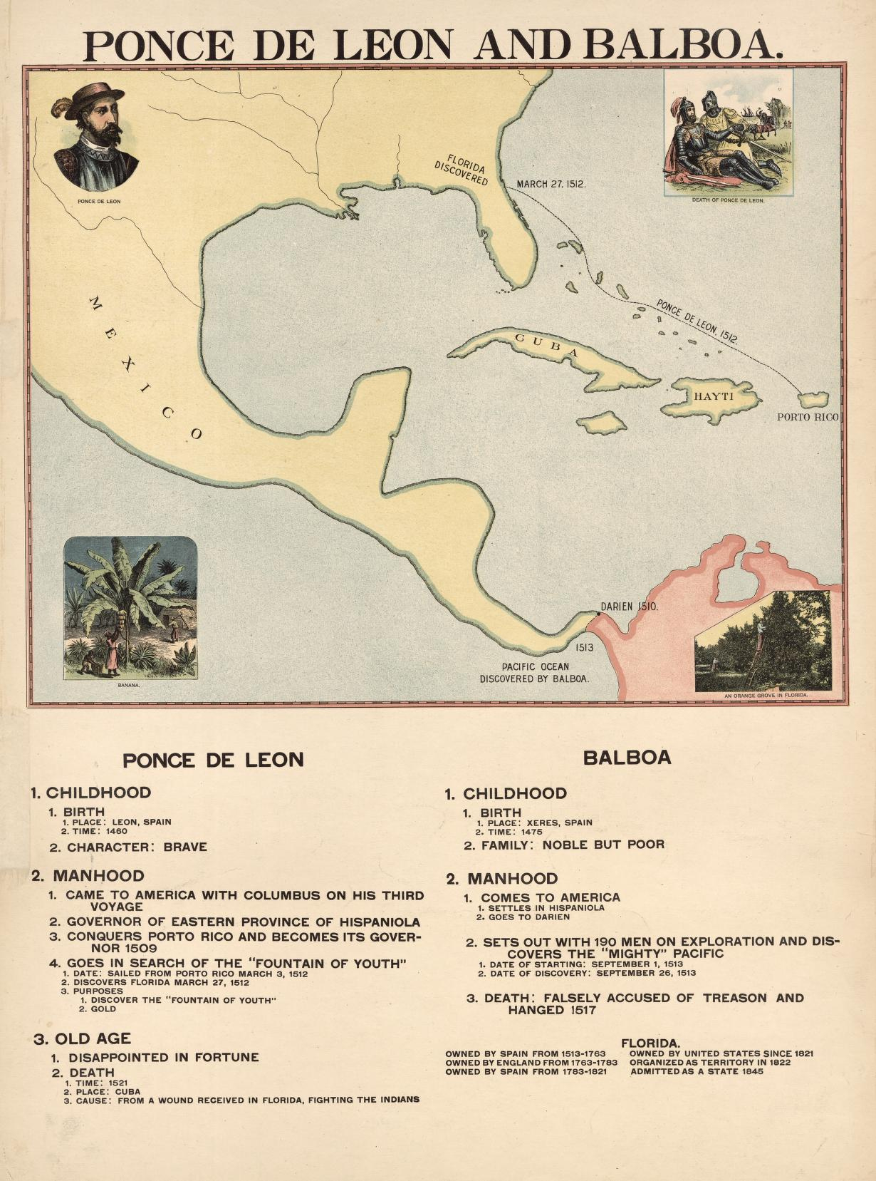 Ponce De Leon And Balboa | Library Of Congress inside Map Of Ponce De Leon Florida