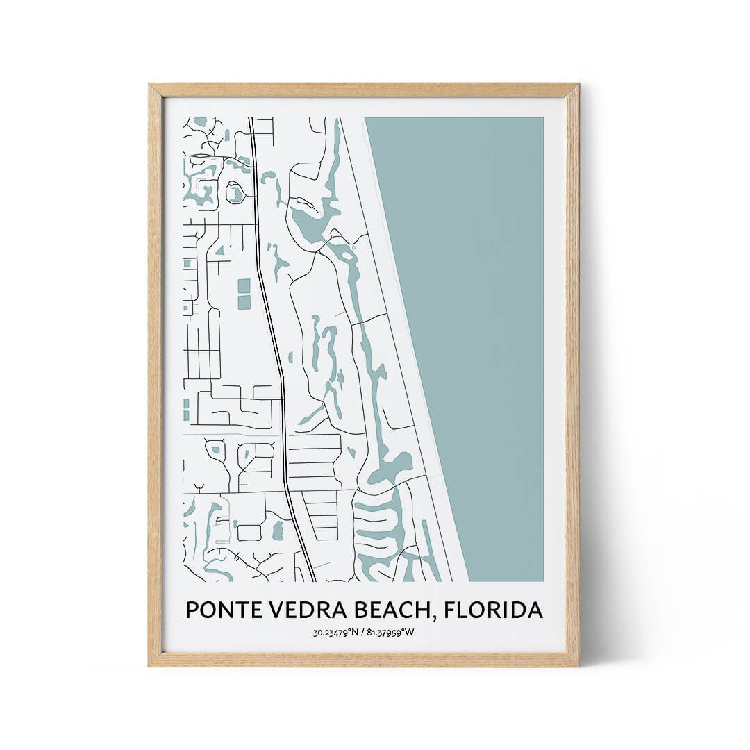 Ponte Vedra Beach Map Poster - Your City Map Art - Positive Prints with regard to Map Of Florida Ponte Vedra Beach
