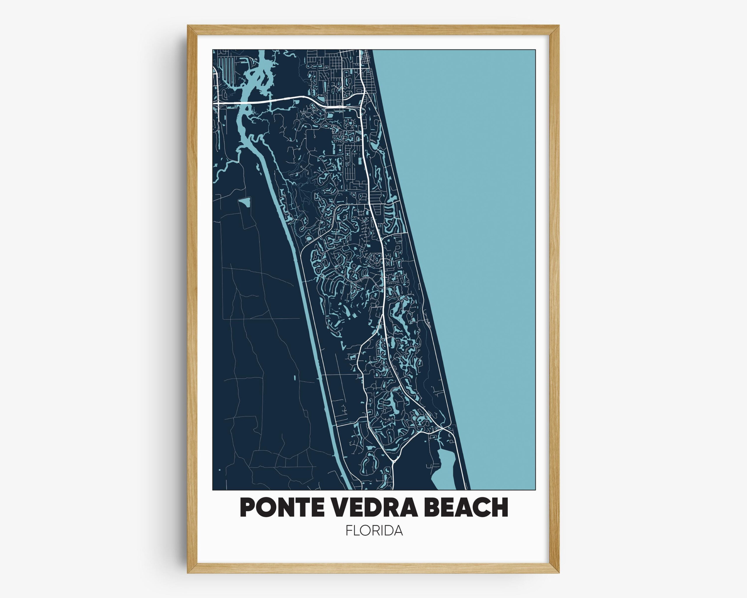 Ponte Vedra Beach Map Print, Florida Wall Art, Ponte Vedra Beach pertaining to Map of Florida Ponte Vedra Beach