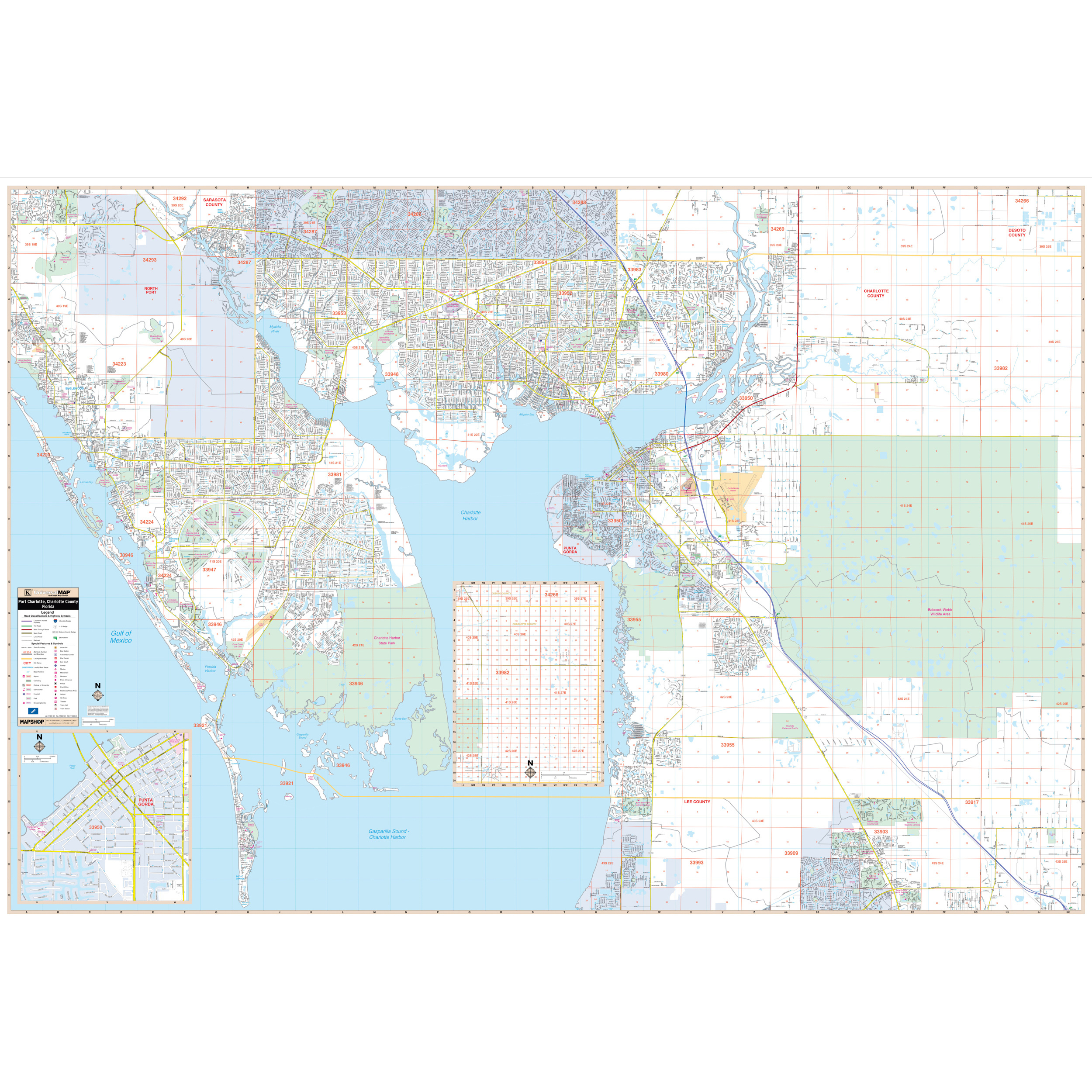 Port Charlotte &amp;amp; Charlotte County, Fl Wall Mapkappa - The Map Shop with regard to Port Charlotte Map Of Florida