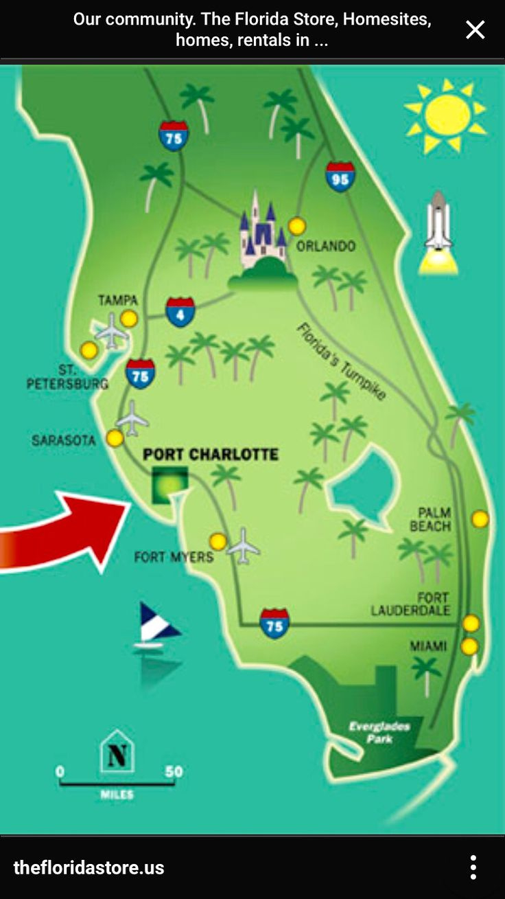 Port Charlotte, Fl in Map Of Florida With Port Charlotte
