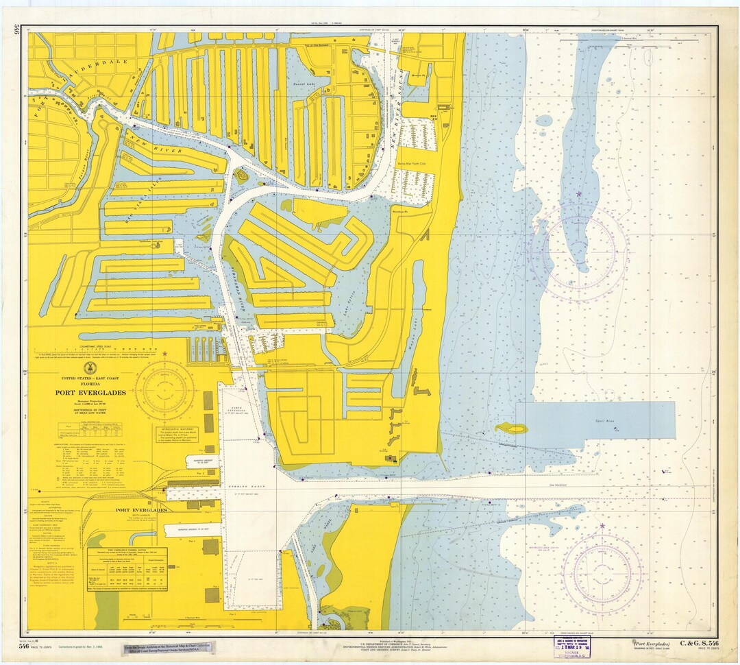 Port Everglades Map 1966 - Nautical Chart Print - Etsy with regard to Map Of Port Everglades Florida