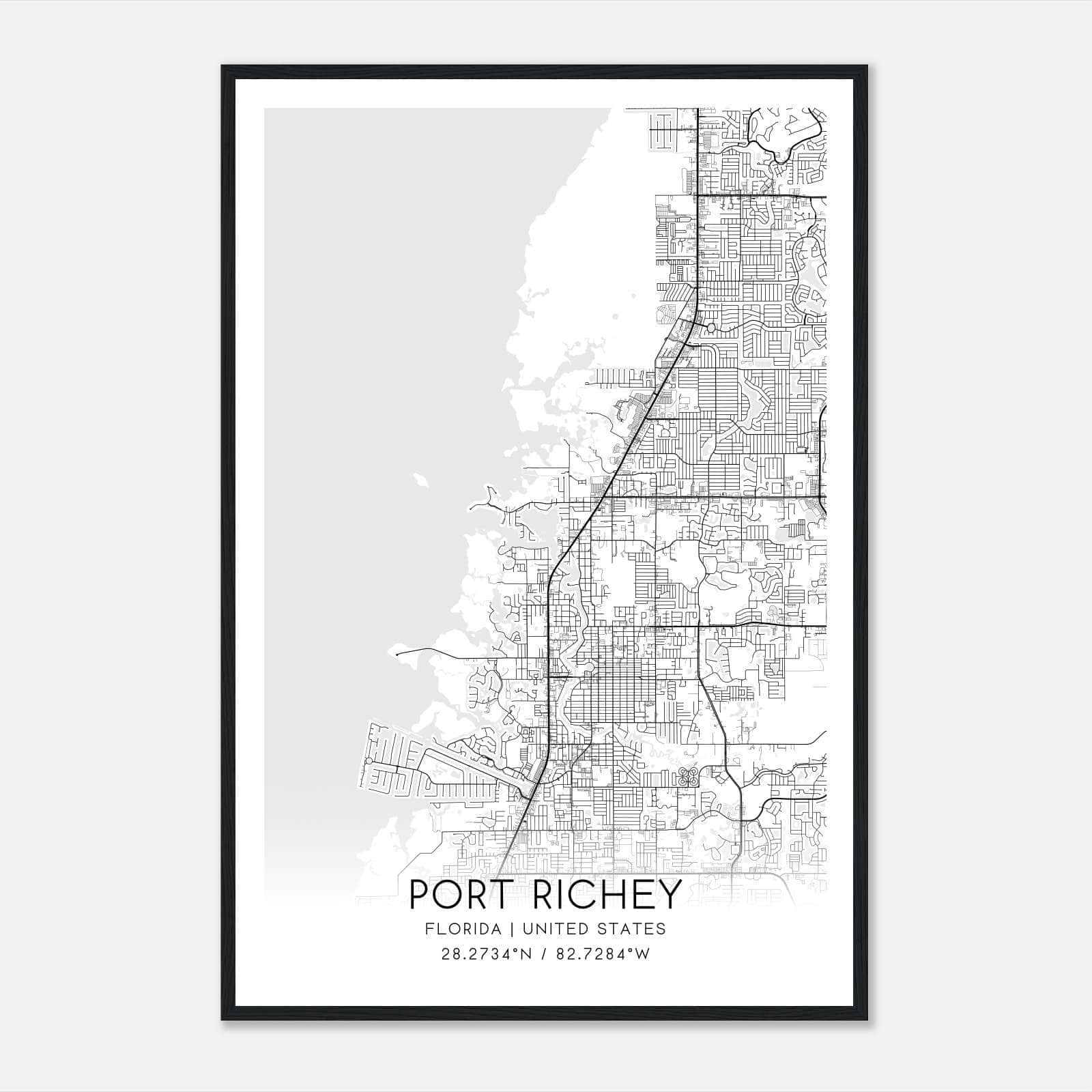 Port Richey Florida Map Poster, Modern Home Decor Wall Art Print - Custom Maps &amp;amp; Posters intended for Map Of Port Richey Florida