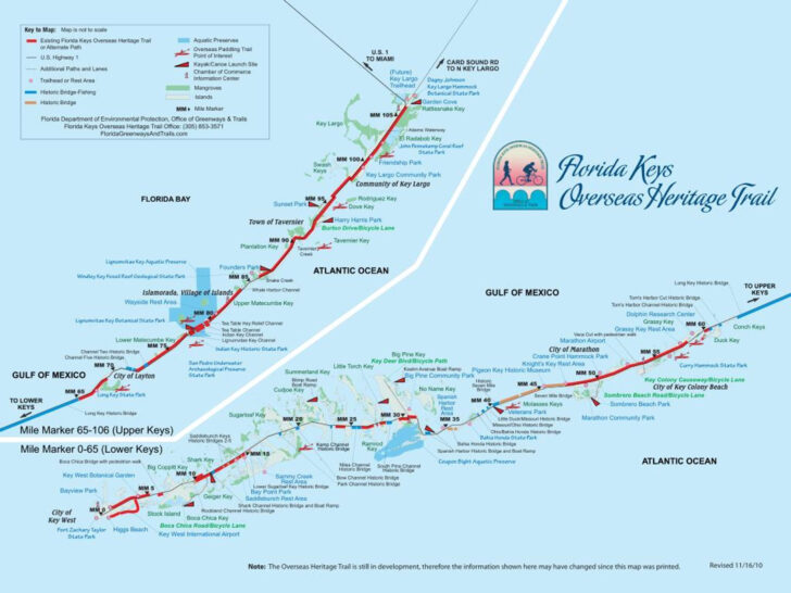 Map of Florida Keys with Mile Markers