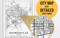 Printable Map Of Gainesville, Florida, Usa With Street Names for City Map of Gainesville Florida