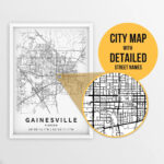 Printable Map Of Gainesville, Florida, Usa With Street Names With City Of Gainesville Florida Map