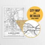 Printable Map Of Lakeland, Florida, Usa With Street Names Throughout City Map Of Lakeland Florida