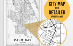 Printable Map Of Palm Bay, Florida With Street Names - Instant inside Map Of Florida Palm Bay