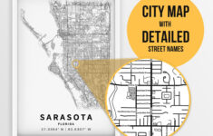 Printable Map Of Sarasota, Florida, Usa With Street Names regarding City Map of Sarasota Florida