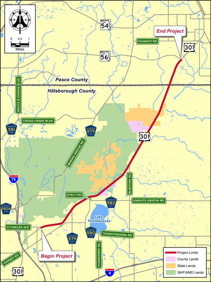 Map of Route 301 in Florida