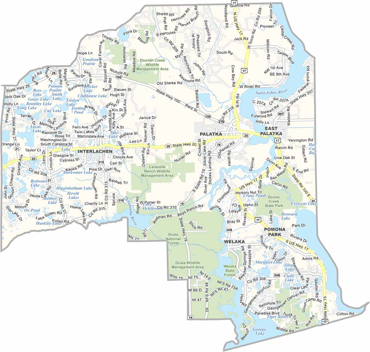 Putnam County Map, Florida - Us County Maps pertaining to Map of Putnam County Florida