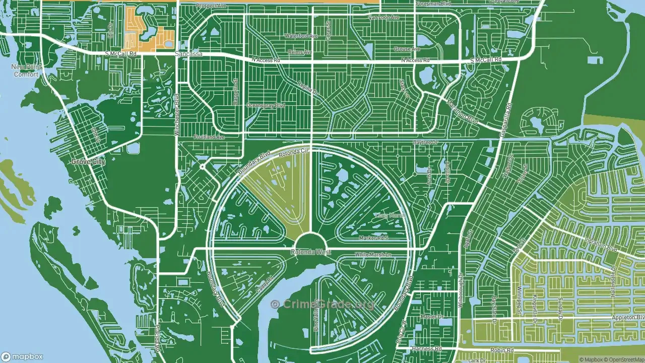 Rates And Maps | Crimegrade in Map Of Rotonda West Florida