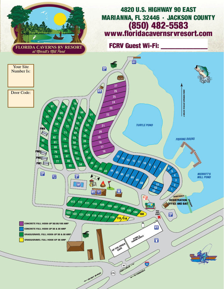 Resort Map - Florida Caverns Rv Resort throughout Map Of Florida State Parks With Rv Camping