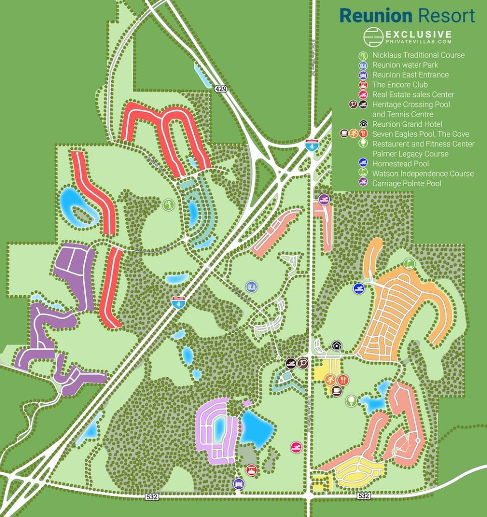 Reunion Resort Map - Download For Free | Exclusive Private Villas intended for Map of Reunion Resort Florida