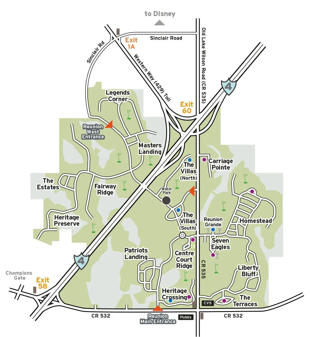 Reunion Resort Map intended for Map Of Reunion Resort Florida