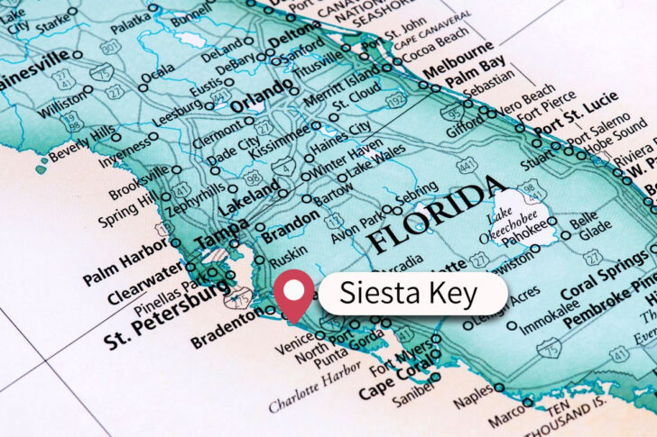 Siesta Key on Map of Florida