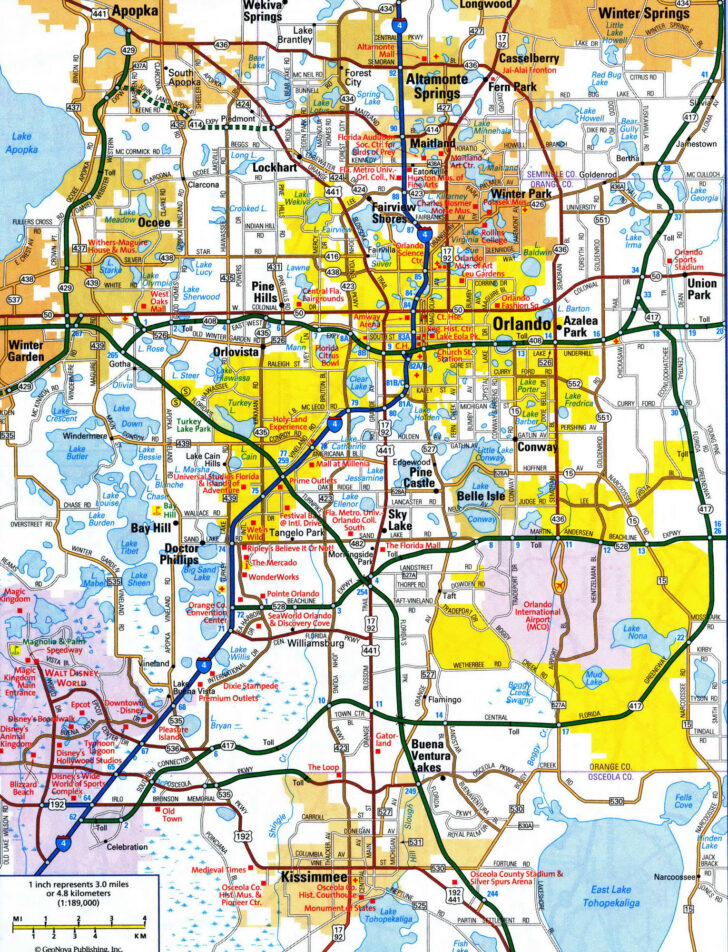 Road Map of Orlando Florida