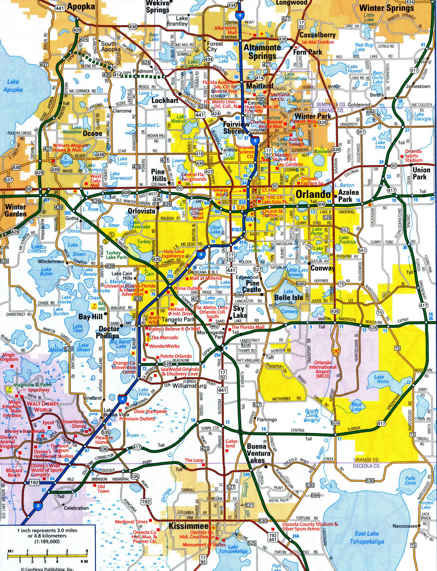 Road Map Of Orlando Florida Usa Street Area Detailed Free Highway intended for Road Map of Orlando Florida