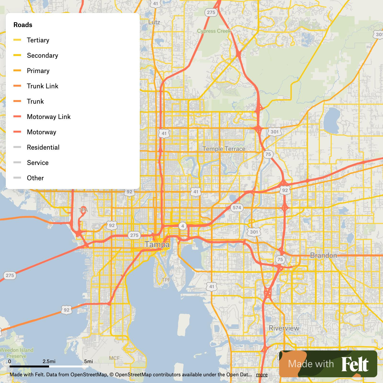 Roads In The City Of Tampa, Florida with regard to Map of Toll Roads in Tampa Florida