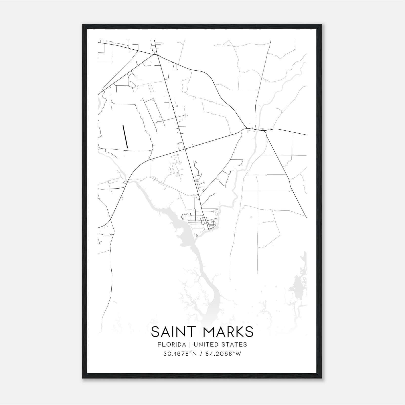 Saint Marks Florida Map Poster, Modern Home Decor Wall Art Print - Custom Maps &amp;amp; Posters with Map Of St Marks Florida
