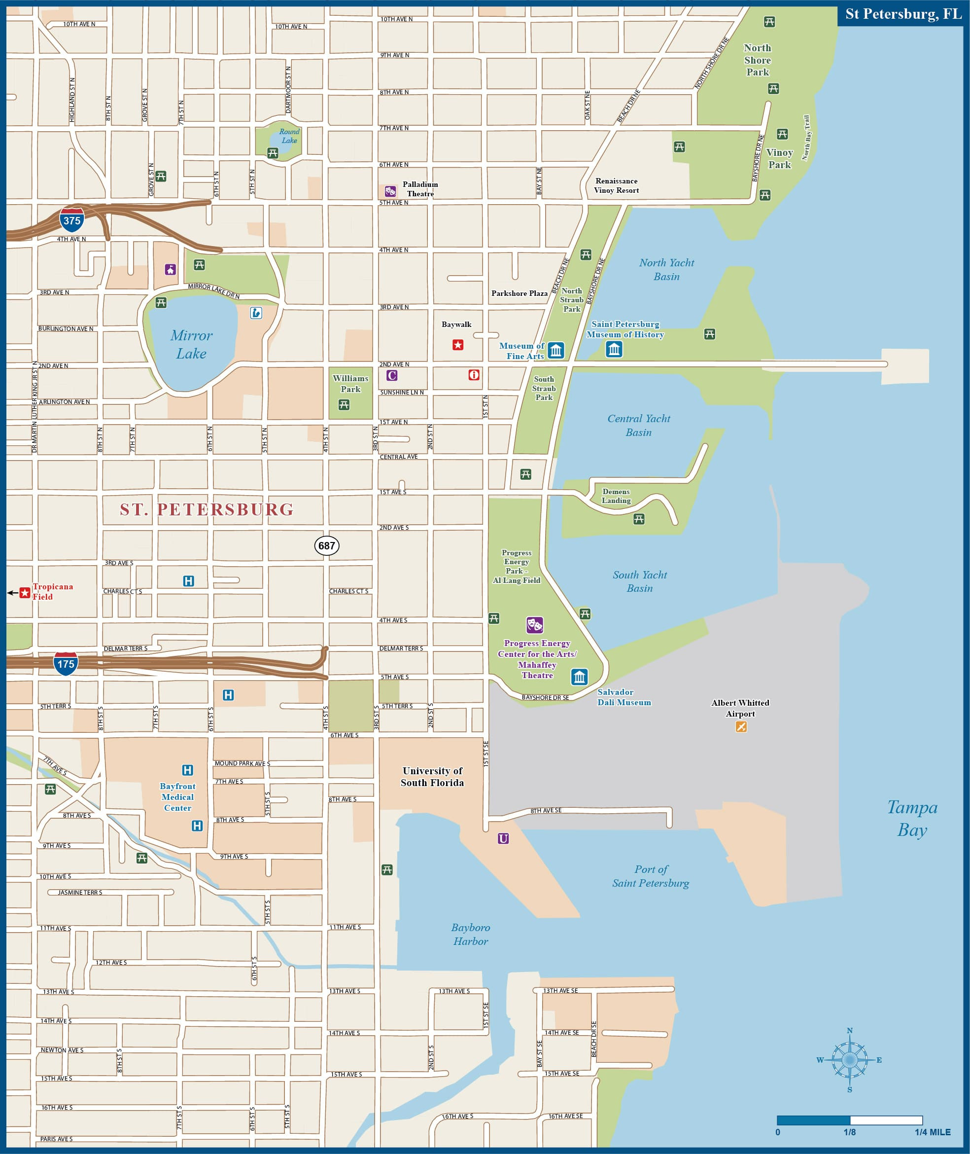 Saint Petersburg Downtown Map | Digital| Creative Force regarding Map Of St Petersburg Florida