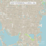 Saint Petersburg Florida Us City Street Map Digital Artfrank Regarding Street Map Of St Petersburg Florida