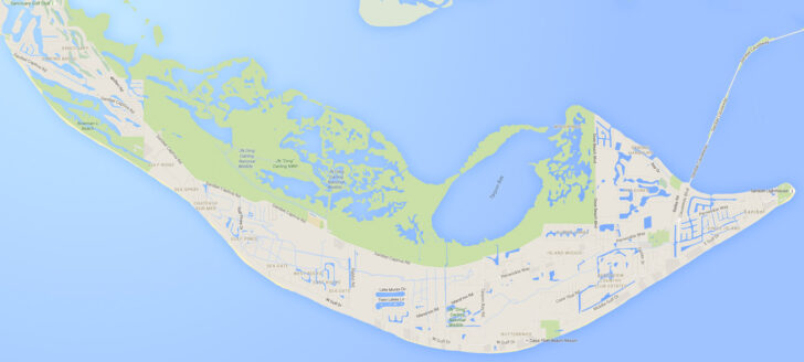 Map of Sanibel Island in Florida