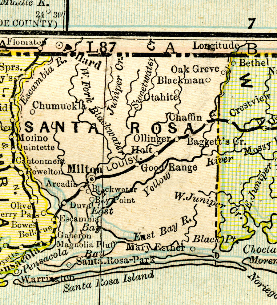 santa rosa county 1890 throughout map of santa rosa county florida Santa Rosa County, 1890 throughout Map of Santa Rosa County Florida