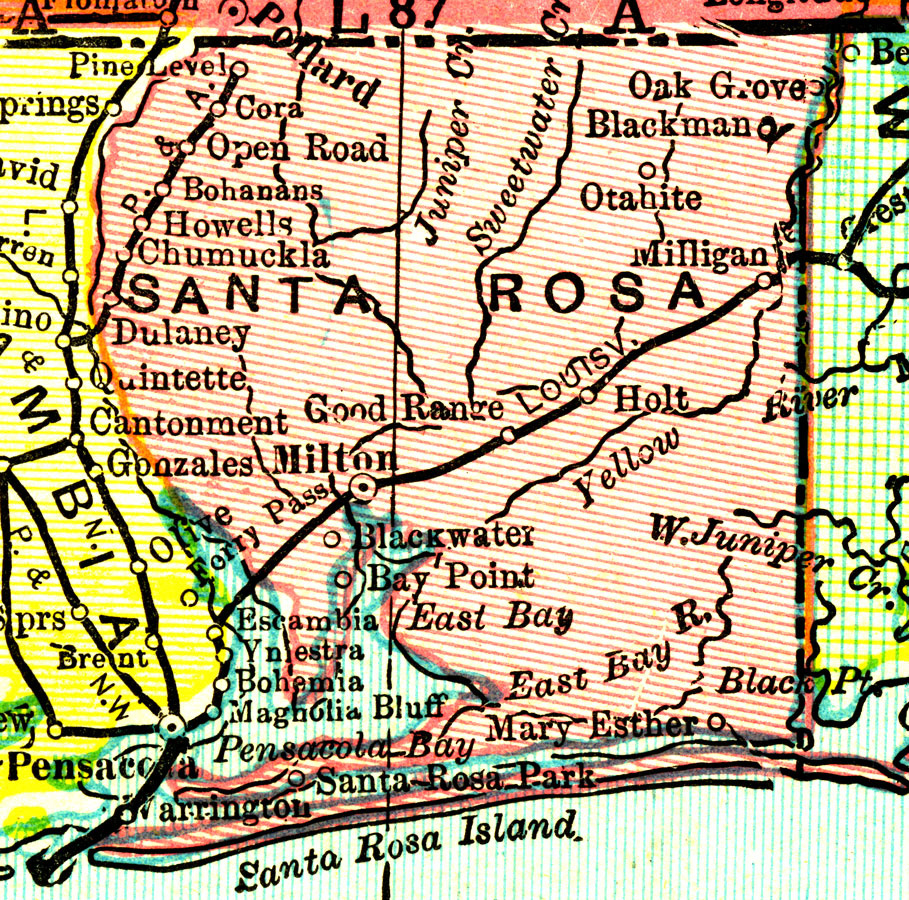 santa rosa county 1898 inside map of santa rosa county florida Santa Rosa County, 1898 inside Map of Santa Rosa County Florida