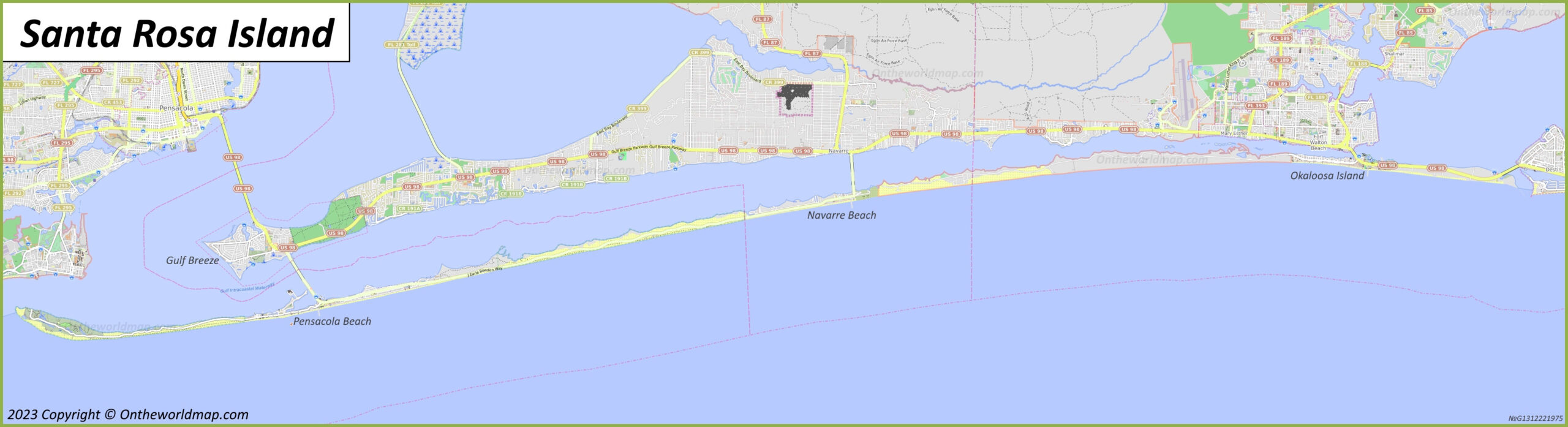 Santa Rosa Island Map | Florida, U.s. | Detailed Maps Of Santa within Map Of Santa Rosa Island Florida