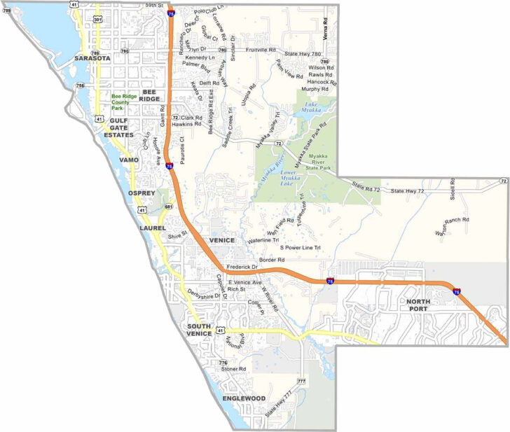 Map of Sarasota Florida and Surrounding Areas