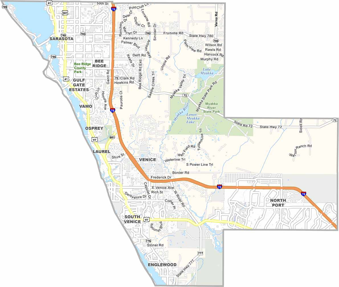 Sarasota County Map, Florida - Us County Maps throughout Map Of Sarasota Florida And Surrounding Areas