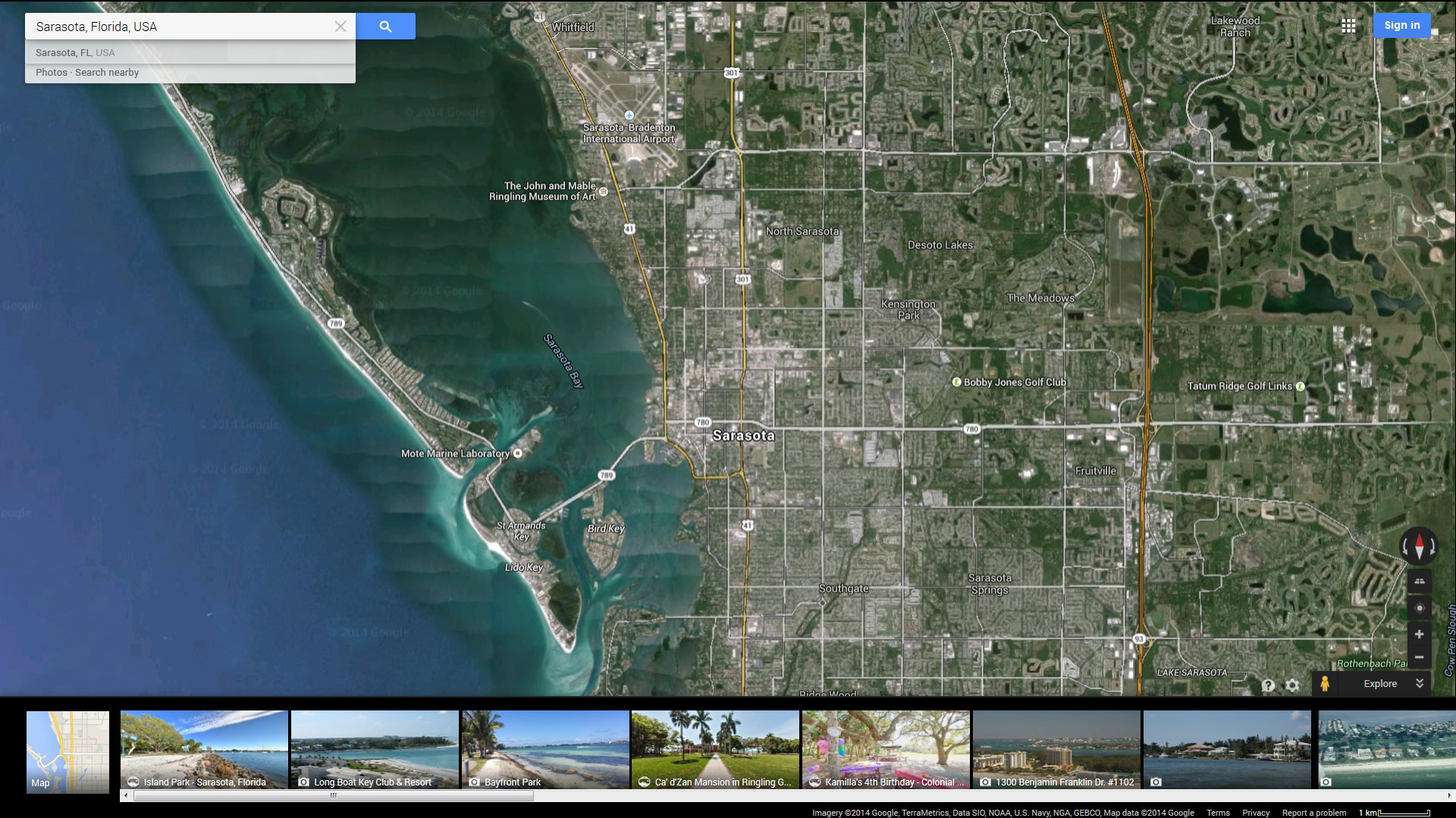 Sarasota, Florida Map with Google Map of Sarasota Florida