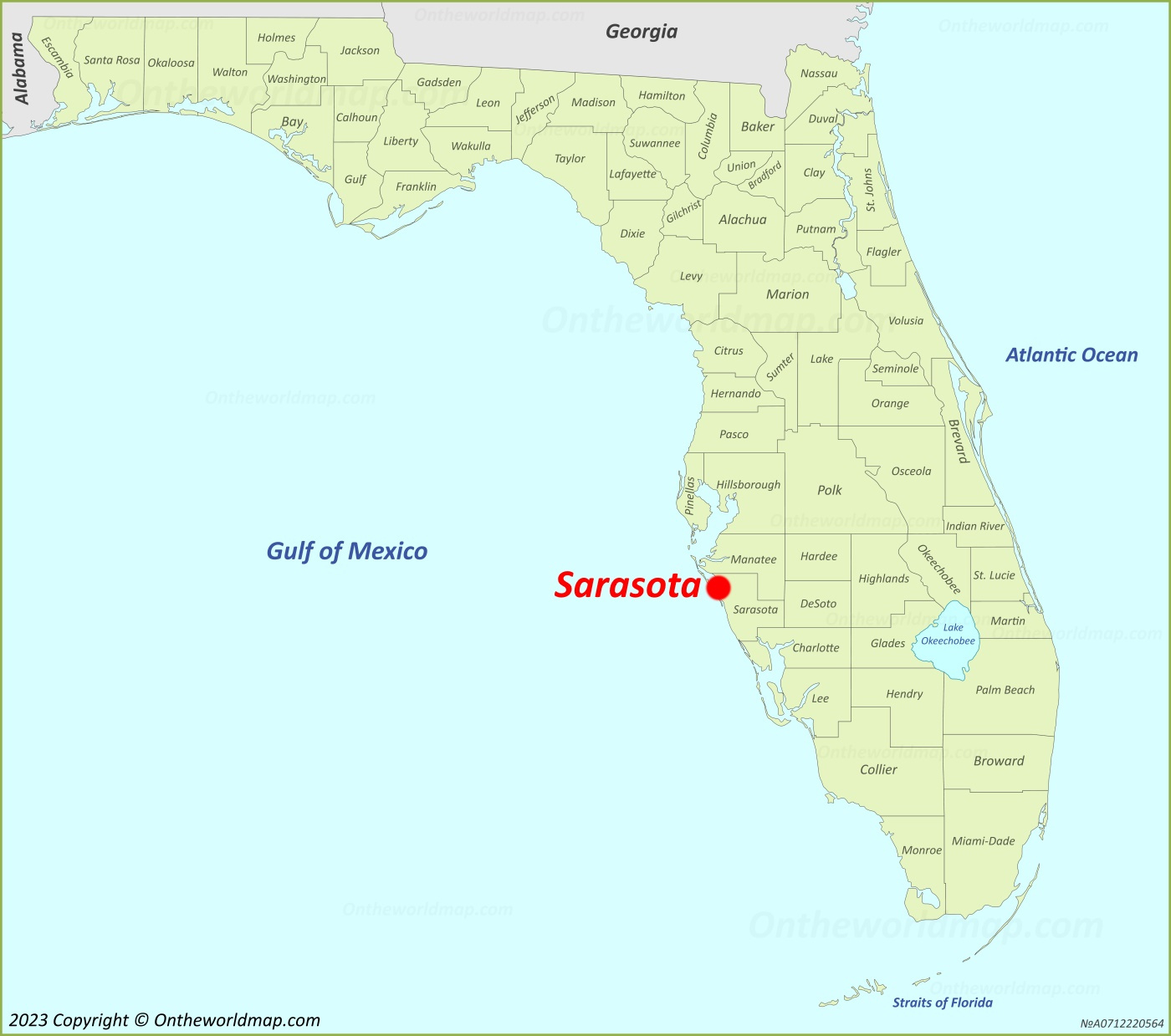 Sarasota Location On The Florida Map - Ontheworldmap with regard to Map of Florida Where is Sarasota