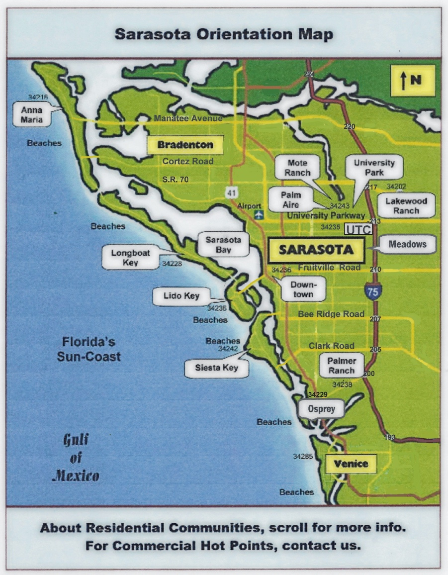 Sarasota Orientation Map intended for Map Of Florida Including Sarasota