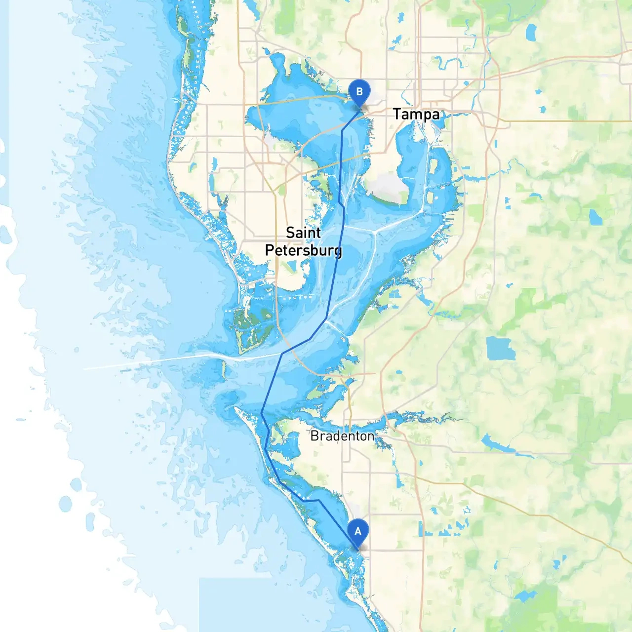 Sarasota To Tampaboat - Savvy Navvy Smart Routing regarding Map Of Tampa And Sarasota Florida