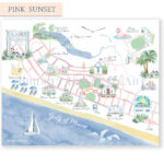 Seaside Florida Watercolor Map Art Print: South Walton Beach House Pertaining To Map Of Seaside Beach Florida