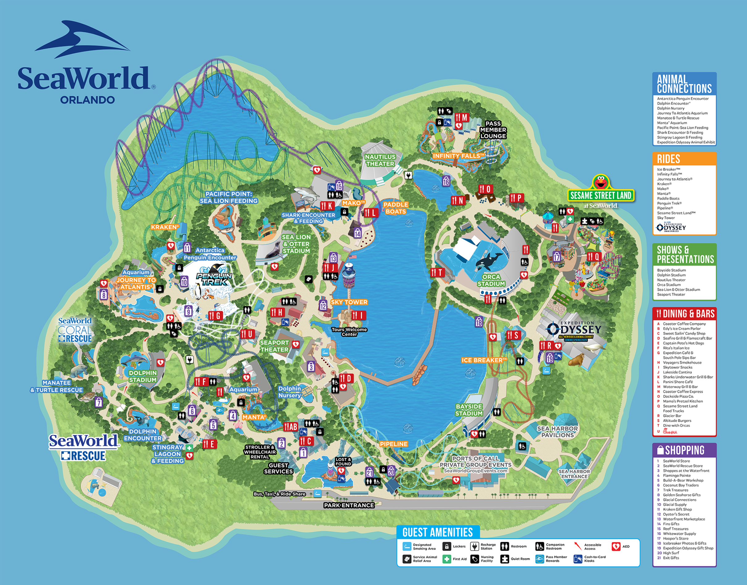 Seaworld Orlando Theme Park Map - Seaworld Maps | Seaworld Orlando with Map of Orlando Florida Theme Parks