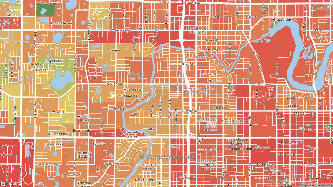 Seminole Heights, Tampa, Fl Violent Crime Rates And Maps in Map Of Seminole Heights Florida
