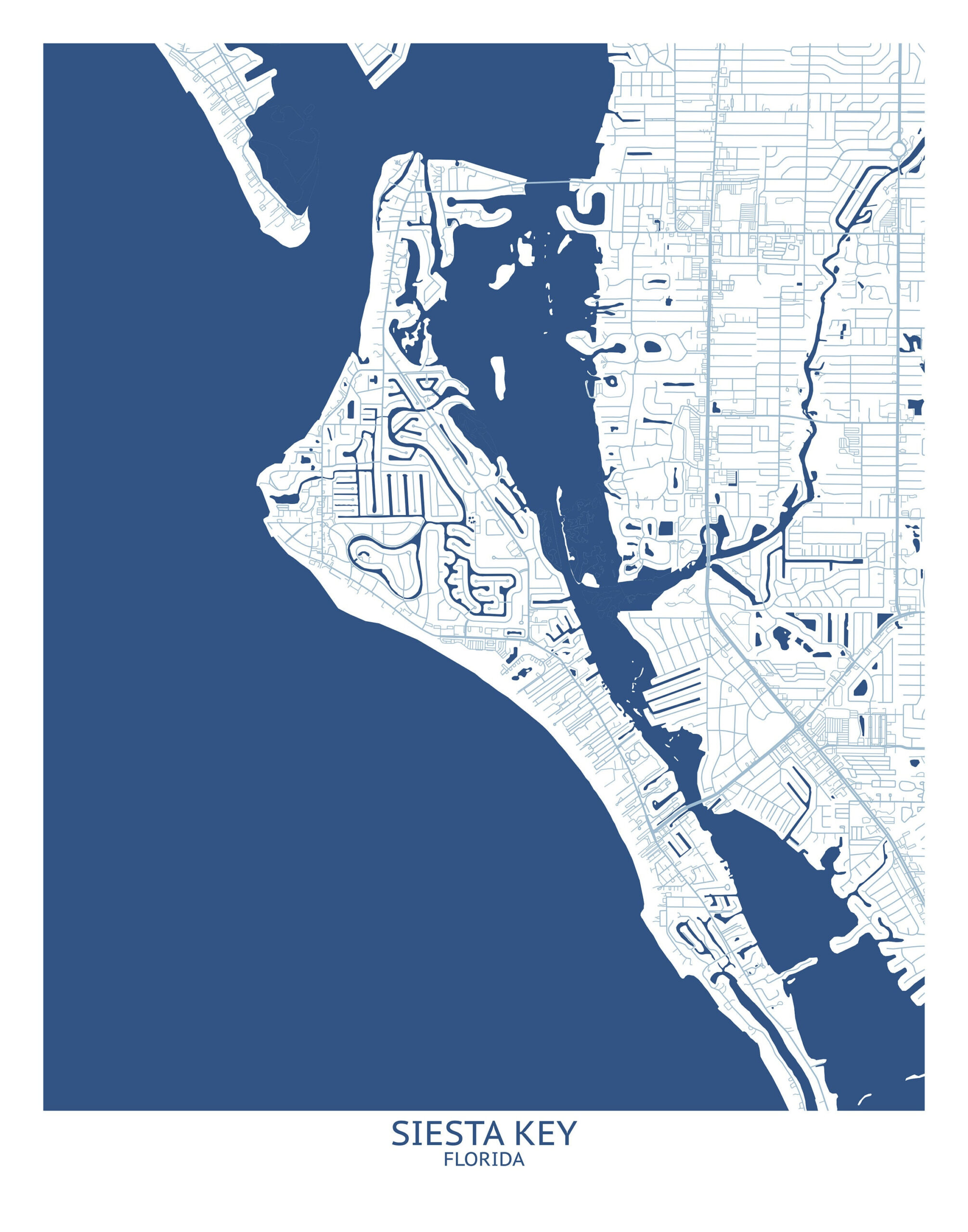 Siesta Key Florida Map - Pittsburgh Map Company - Etsy throughout Map of Siesta Key Beach Florida