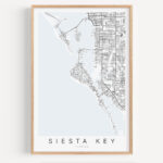 Siesta Key Map Print, Florida Map Print, Siesta Key Florida Poster Throughout Map Of Florida Siesta Key