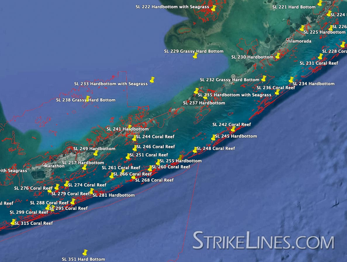 South Florida And Keys Reefs And Hardbottom – Strikelines Fishing intended for Map Of South Florida And The Keys