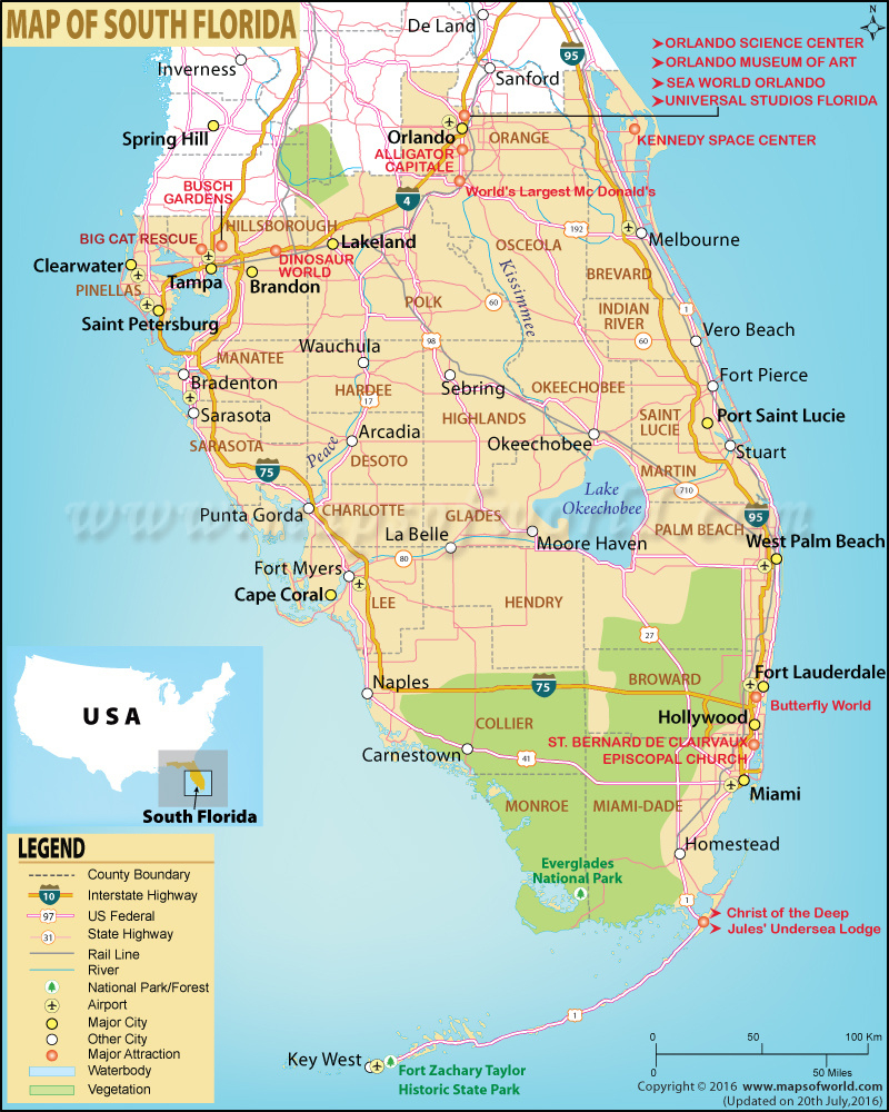 South Florida Map - Usa Coastal Regions for Cities Of South Florida Map