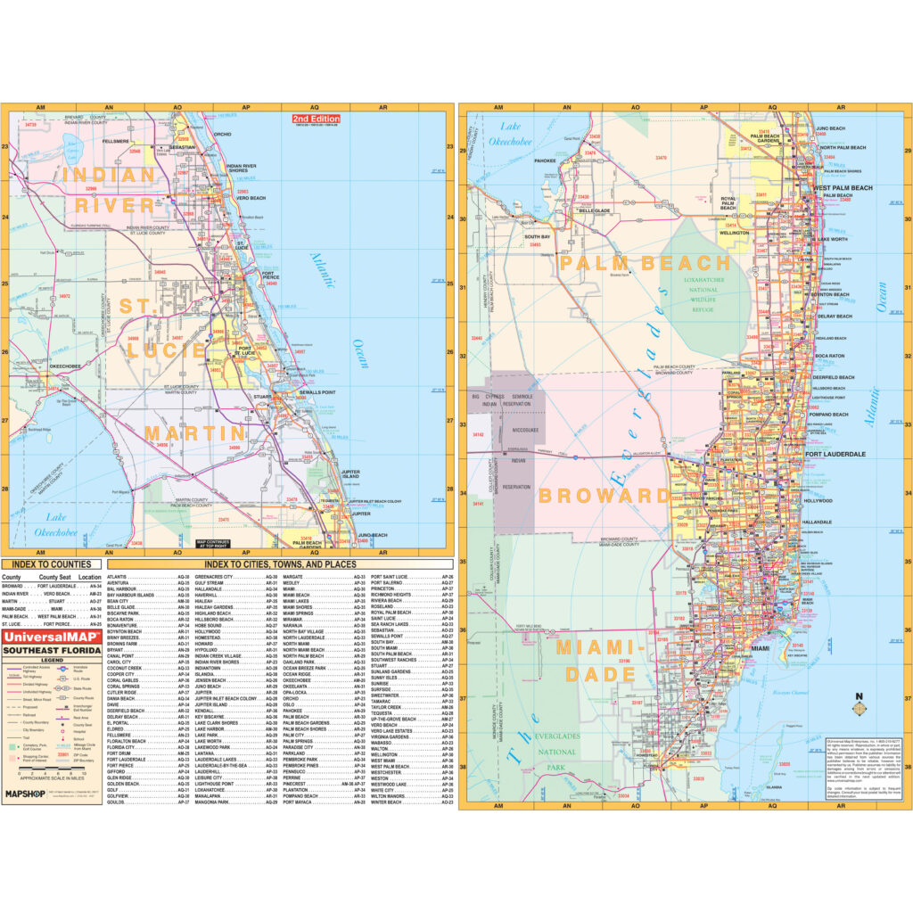 Southeast Florida Regional Wall Mapkappa The Map Shop With Map Of Southeast Florida Regional Wall Mapkappa The Map Shop With Map Of Southeast Florida Beaches 1024x1024 