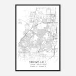 Spring Hill Florida Map Poster, Modern Home Decor Wall Art Print   Custom  Maps & Posters Intended For Map Of Florida Spring Hill