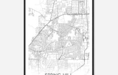 Spring Hill Florida Map Poster, Modern Home Decor Wall Art Print - Custom  Maps &amp; Posters intended for Map of Florida Spring Hill