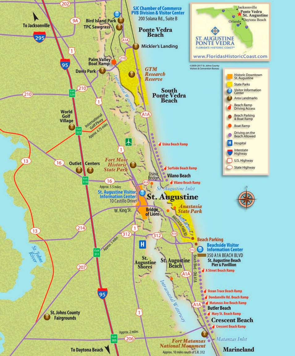 St. Augustine Area Tourist Map - Ontheworldmap throughout Tourist Map of St Augustine Florida