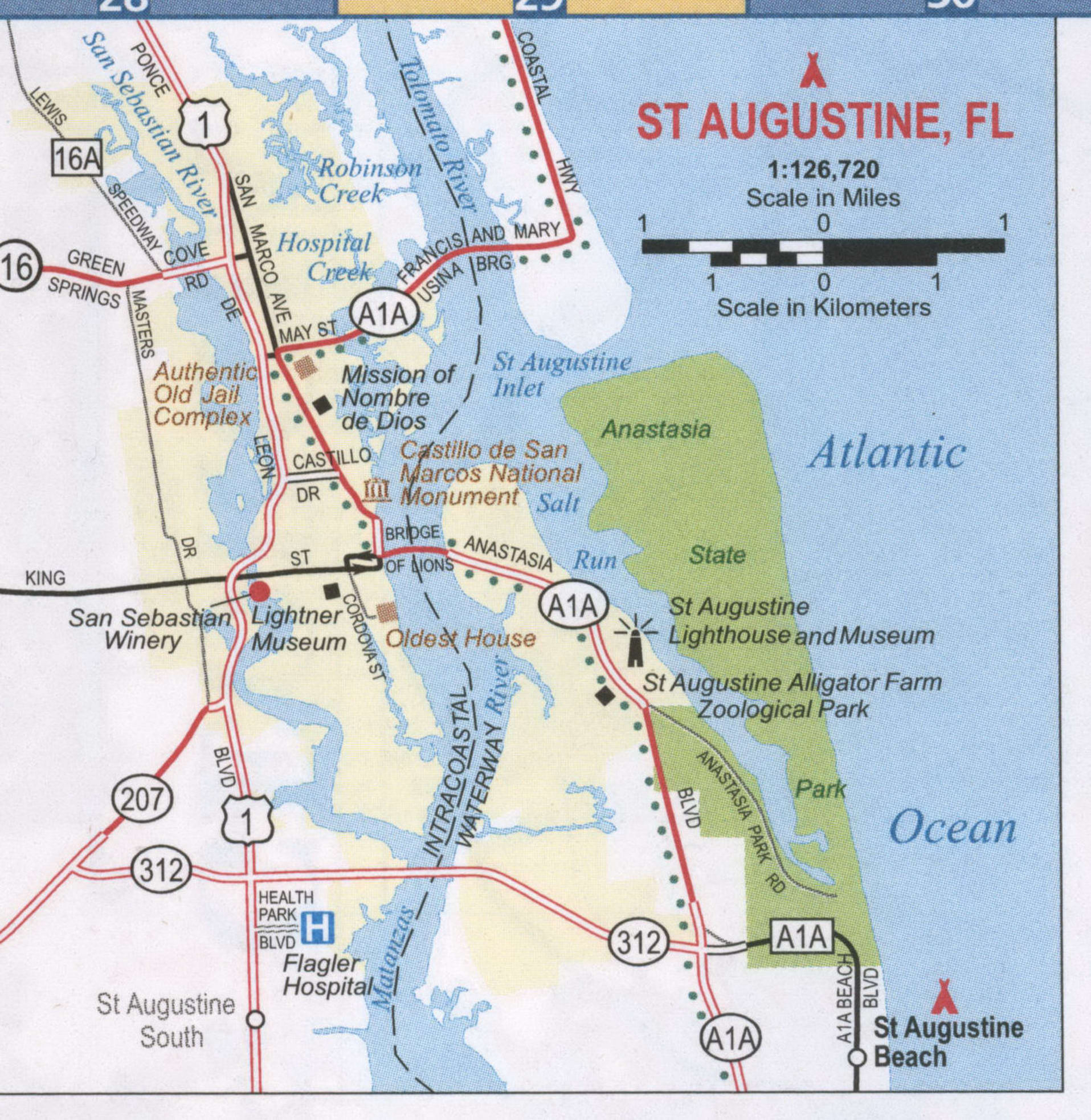 St Augustine Fl Road Map, Free Map Highway St Augustine City pertaining to Map of Florida Showing St Augustine